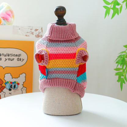Pet Ring Comfortable Color Stripes Colorful Sweater